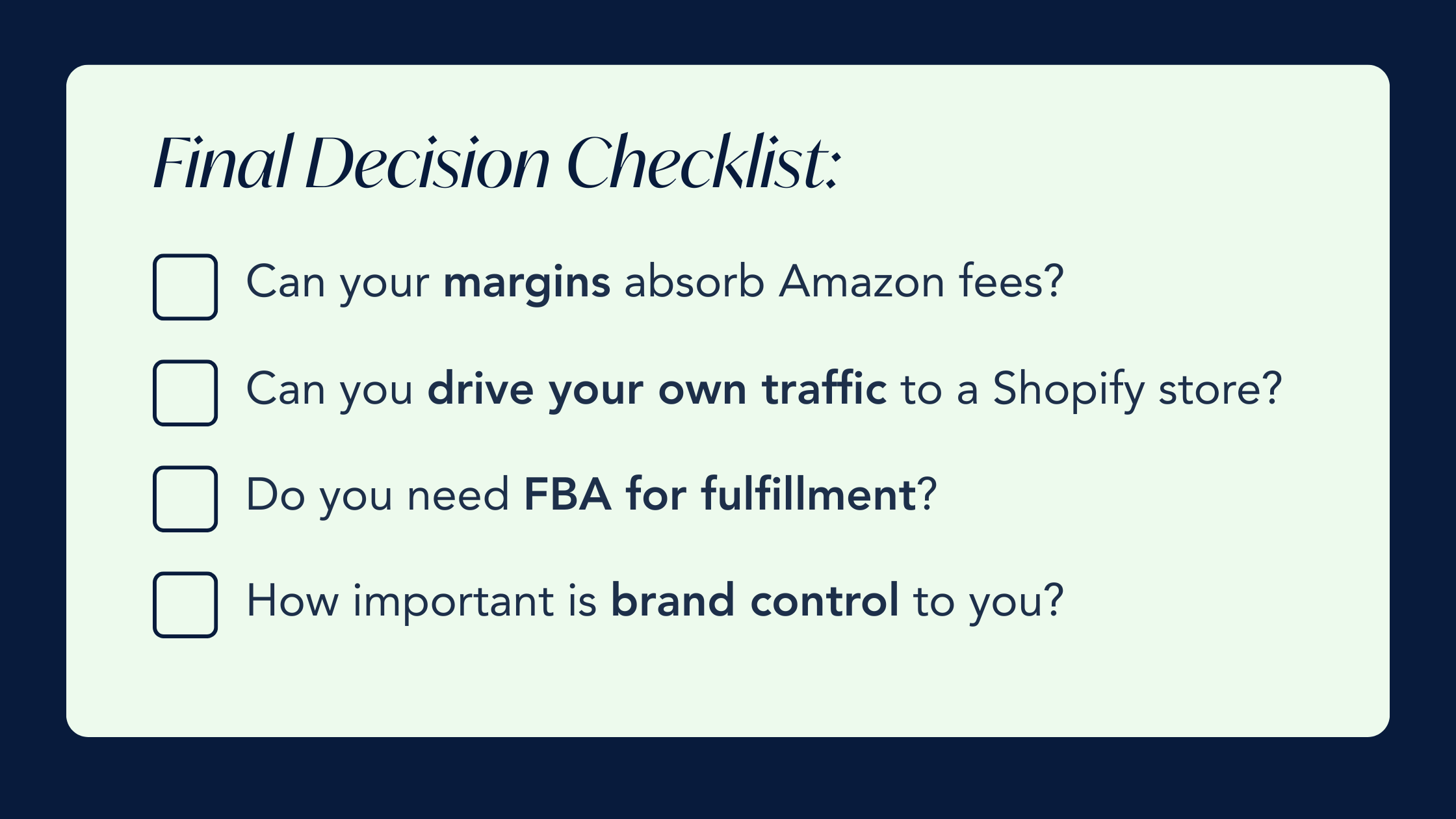 Final decision checklist