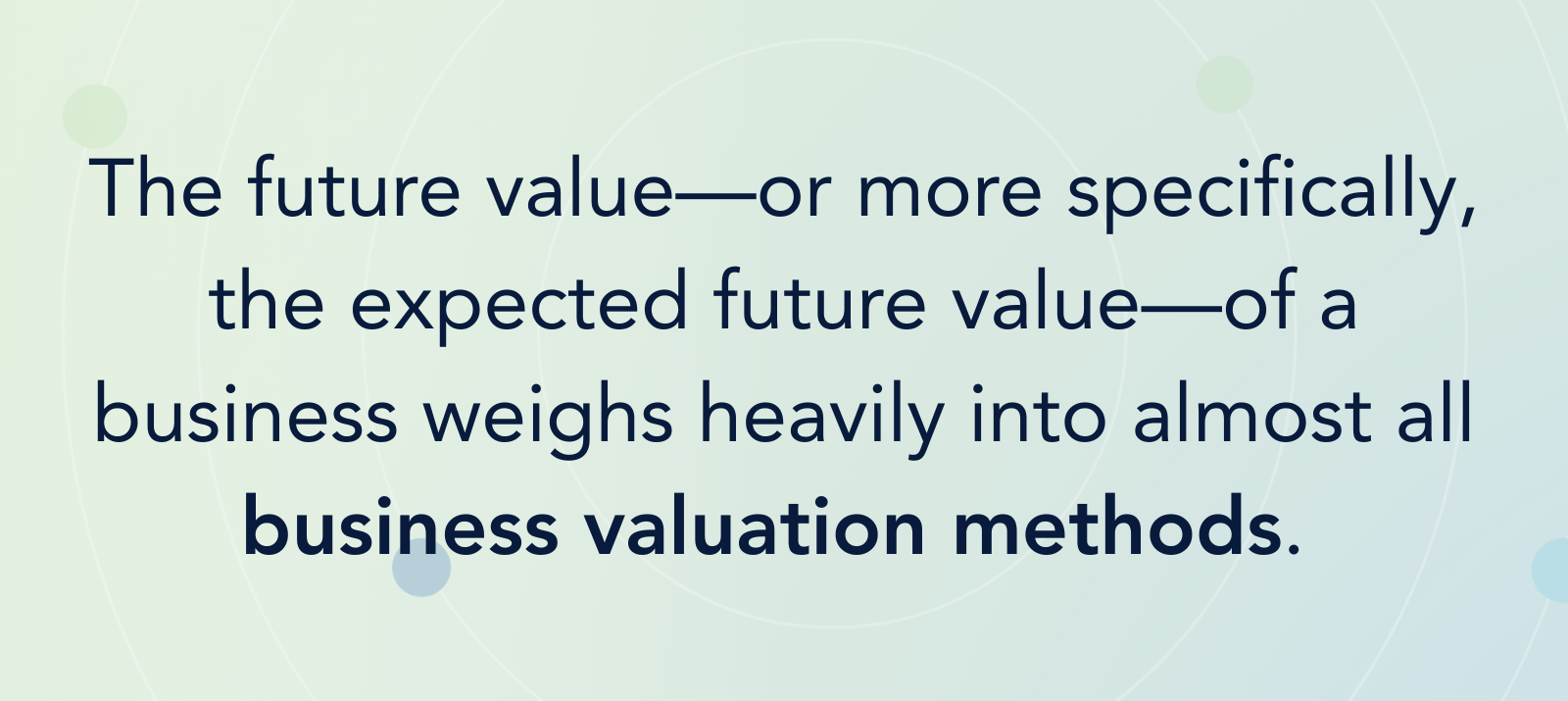 The future value—or more specifically, the expected future value—of a business weighs heavily into almost all business valuation methods.